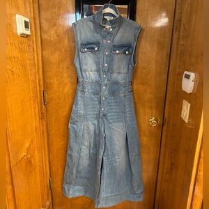 Bucket List Denim Jumpsuit Wide Leg Button Front Size M NWT